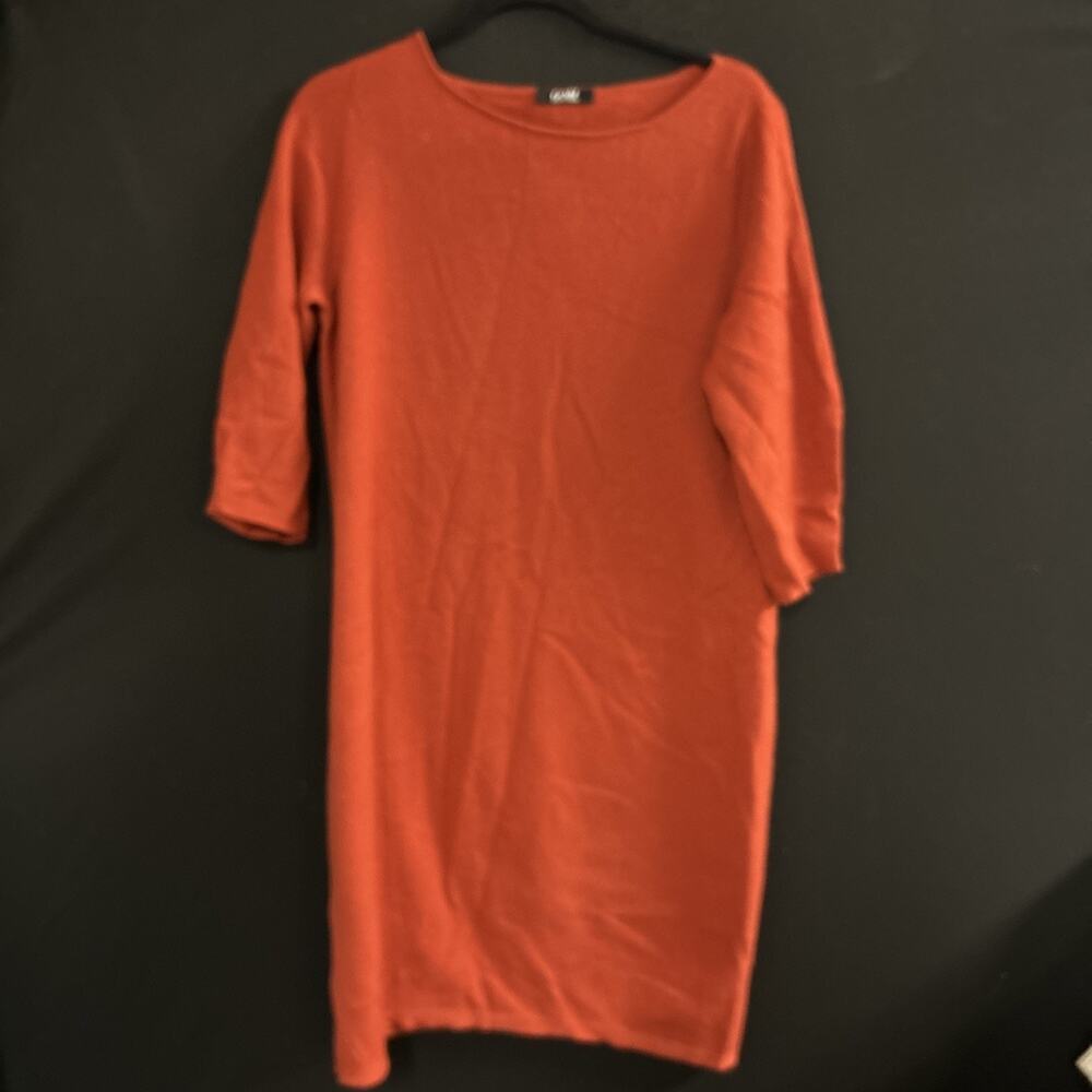 Gobi Mongolian Cashmere Sweater Dress Rusty Orange Women's Size Medium